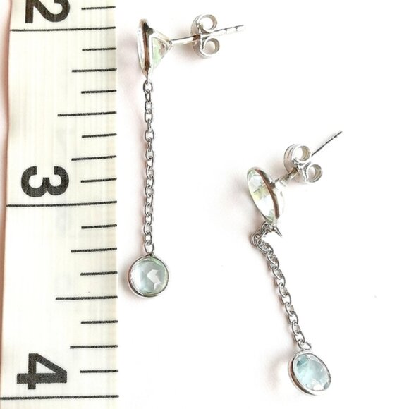 NWT Sterling Silver 925 blue topaz dangle earrings - Picture 5 of 7
